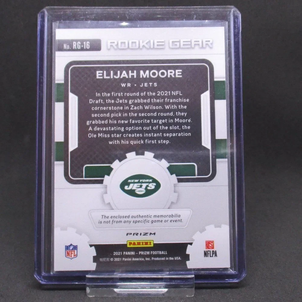 Elijah Moore 2021 Panini Prizm Football Rookie Gear Neon Green Pulsar #RG-16